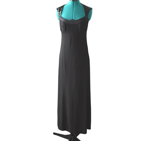 Badgley Mischka Black Sequin Shoulder  Formal Gown Women’s 6 – Like New - Picture 1 of 8